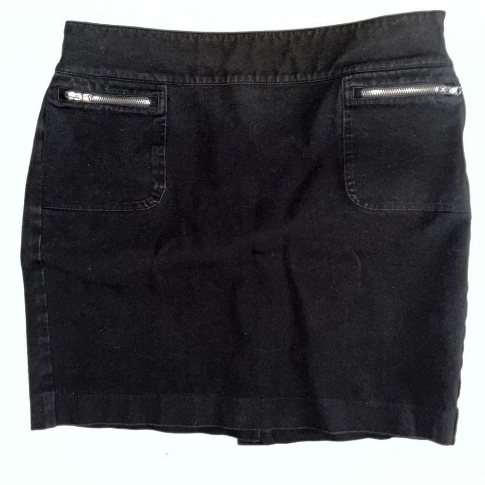 Lauren Ralph Lauren Petite Black Denim Mini Skirt Zip Pockets Size 10P